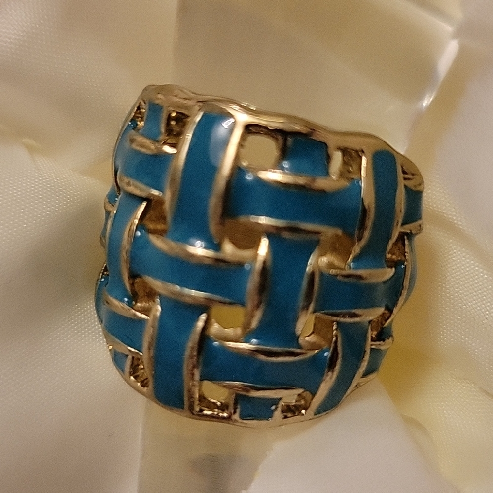 Ring Costume Jewelry Gold Blue